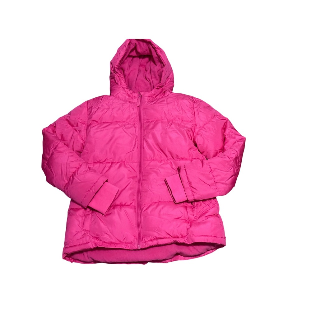Thereabouts Girls Hot Pink Hooded Puffer Jacket Fleece Lined Sz L 14.5/16.5 Plus
